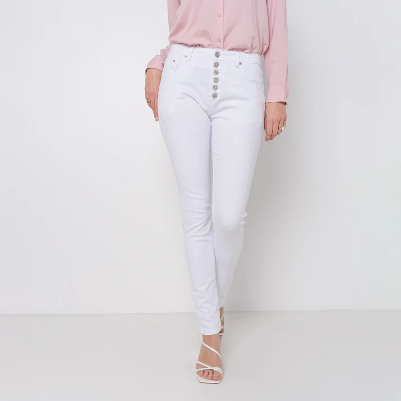 Pantalon Boyfriend à Boutons Fantaisies Argentés Été