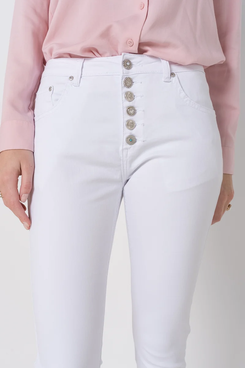 Pantalon Boyfriend à Boutons Fantaisies Argentés Été