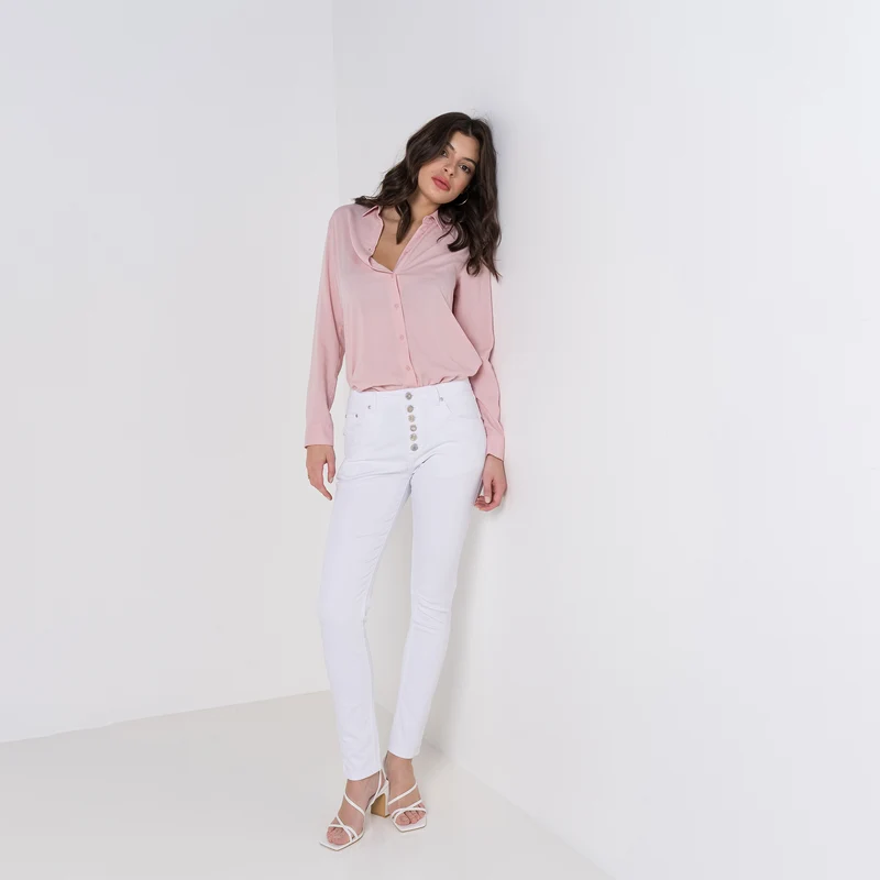 Pantalon Boyfriend à Boutons Fantaisies Argentés Été