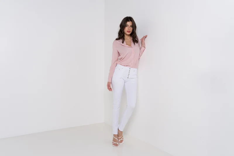 Pantalon Boyfriend à Boutons Fantaisies Argentés Été