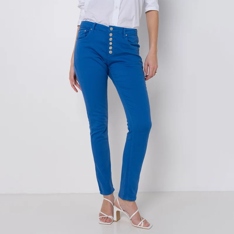 Pantalon Boyfriend à Boutons Fantaisies Argentés Été