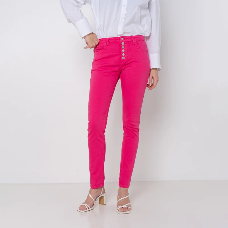 Pantalon Boyfriend à Boutons Fantaisies Argentés Été