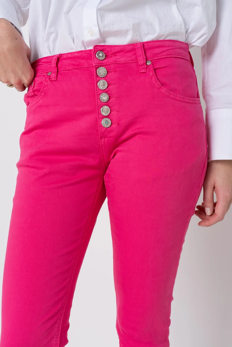 Pantalon Boyfriend à Boutons Fantaisies Argentés Été