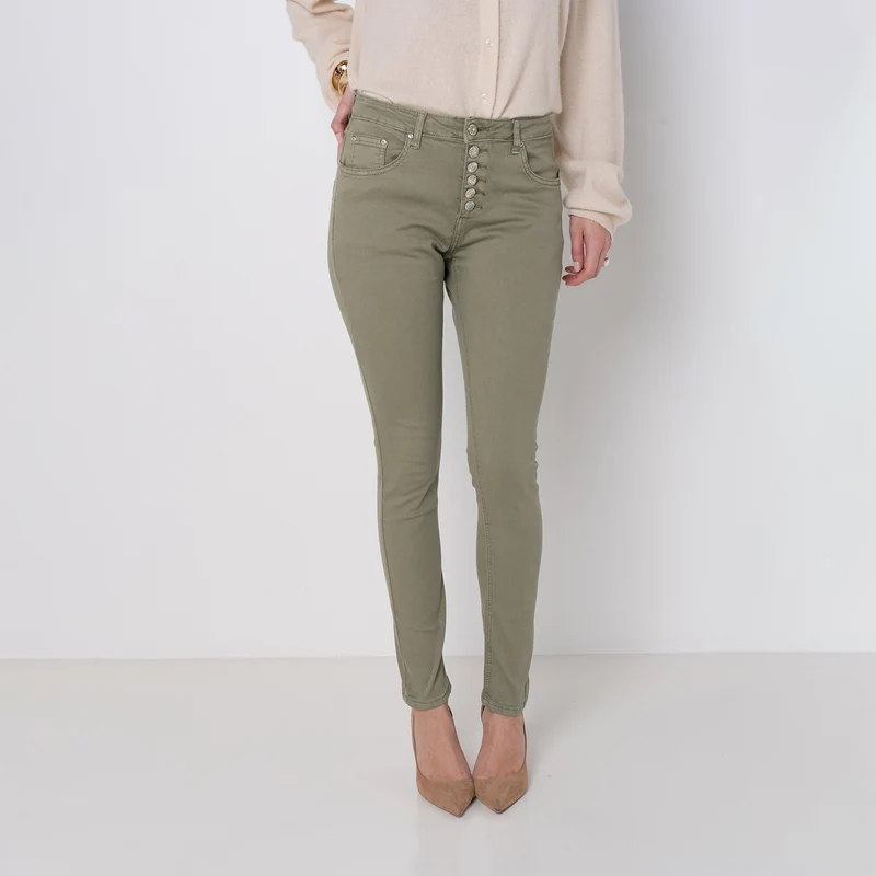 Pantalon Boyfriend à Boutons Fantaisies Argentés Été