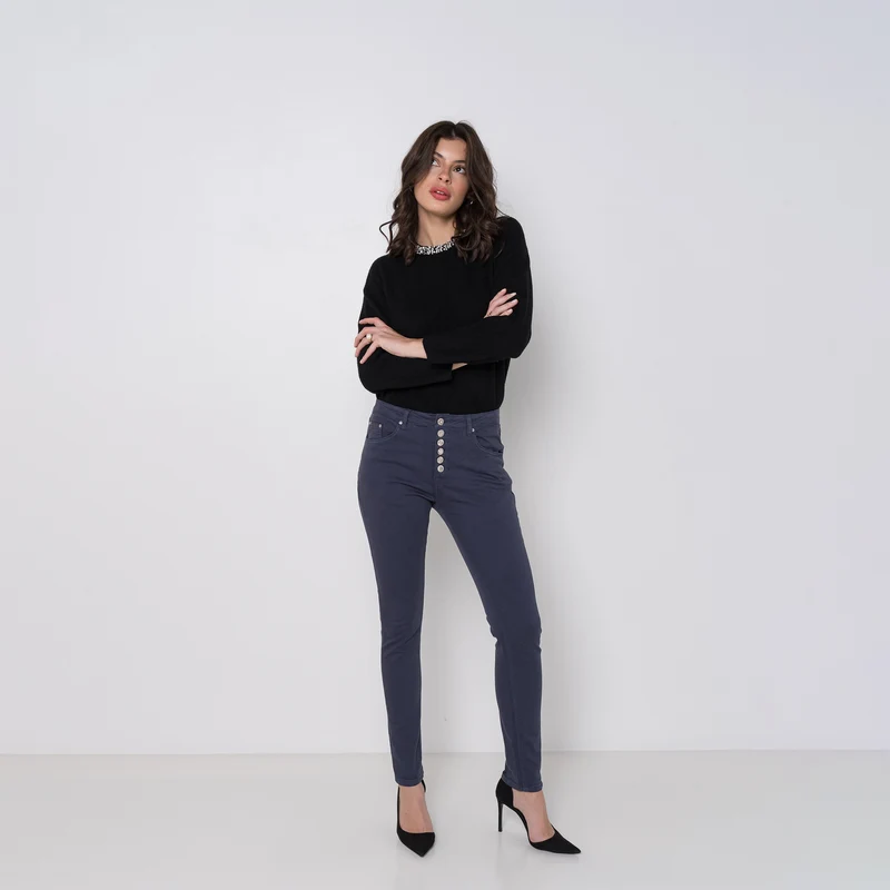 Pantalon Boyfriend à Boutons Fantaisies Argentés Été