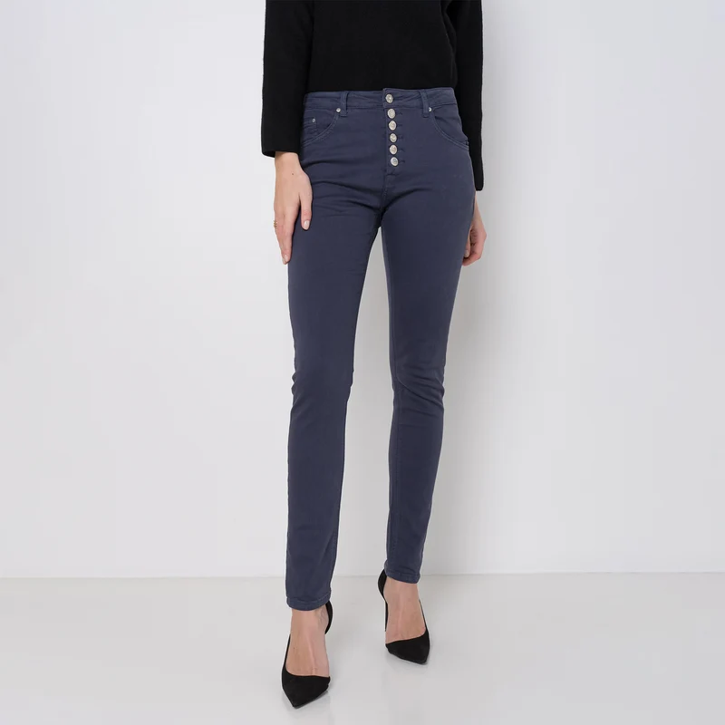 Pantalon Boyfriend à Boutons Fantaisies Argentés Été