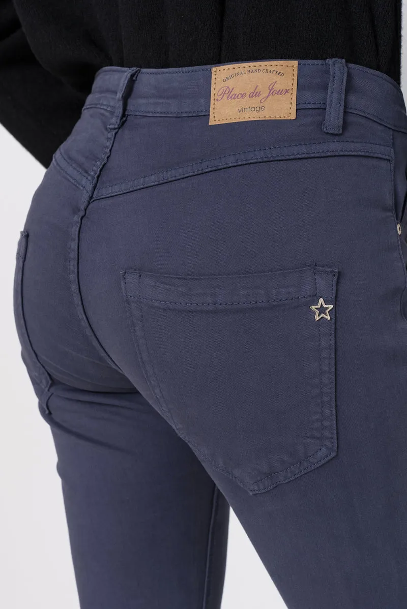 Pantalon Boyfriend à Boutons Fantaisies Argentés Été