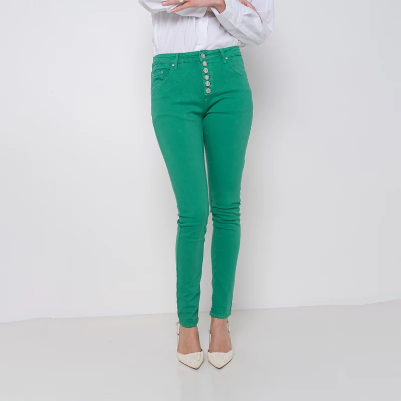 Pantalon Boyfriend à Boutons Fantaisies Argentés Été