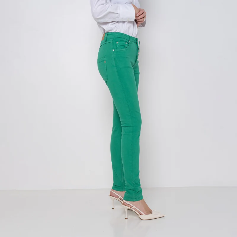 Pantalon Boyfriend à Boutons Fantaisies Argentés Été