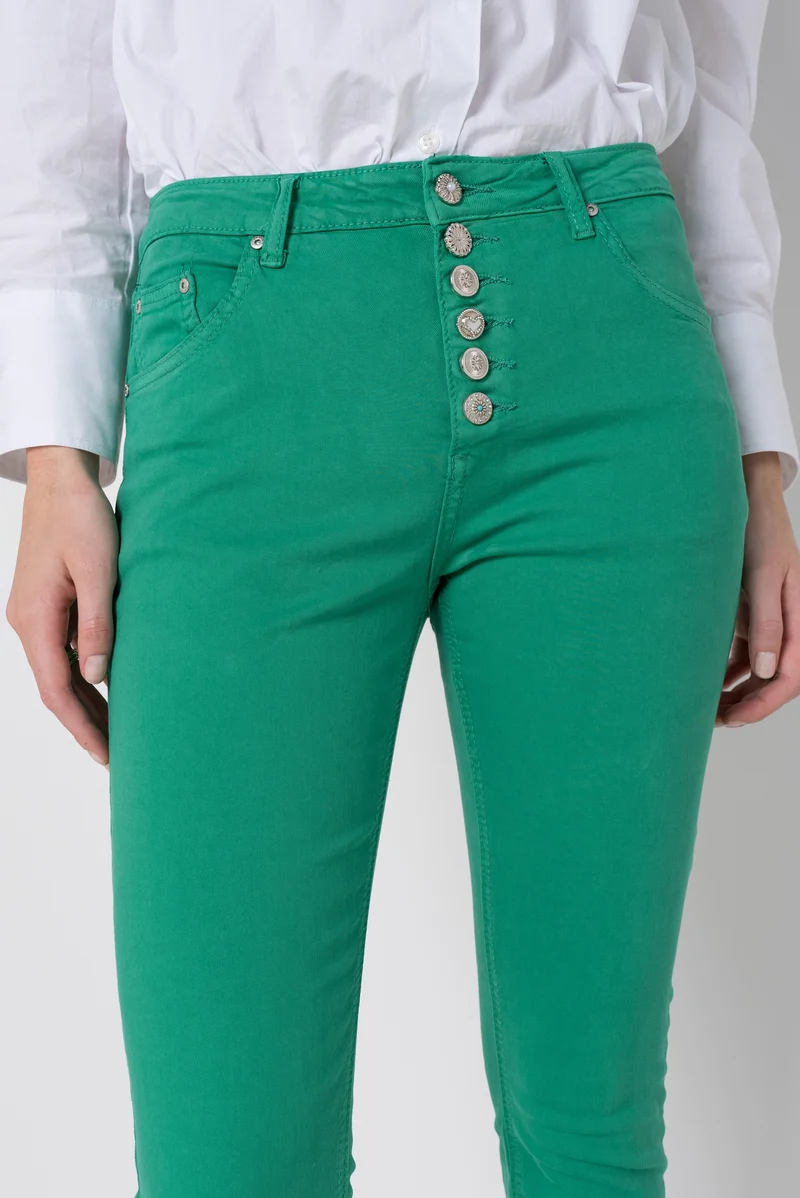 Pantalon Boyfriend à Boutons Fantaisies Argentés Été