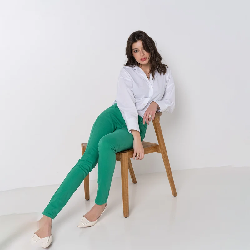 Pantalon Boyfriend à Boutons Fantaisies Argentés Été