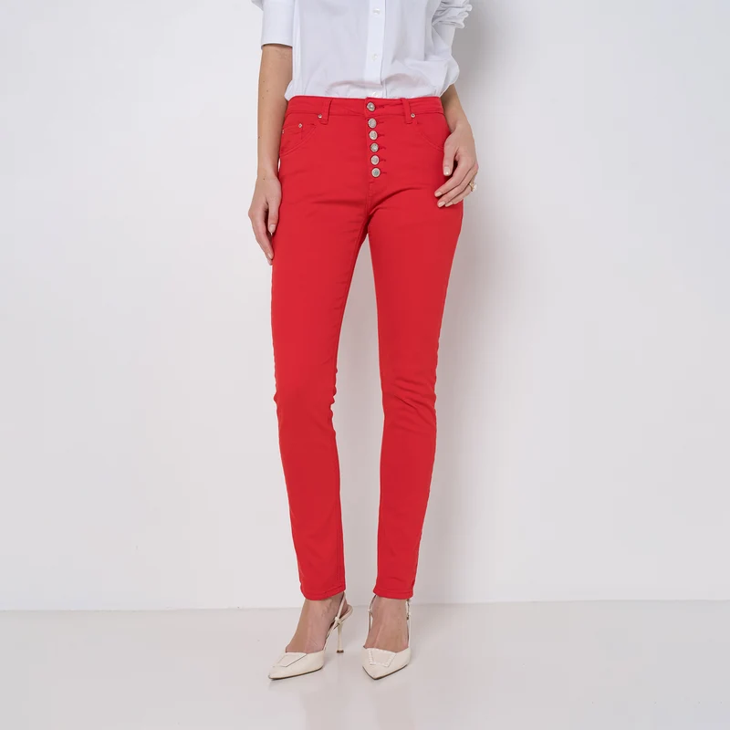 Pantalon Boyfriend à Boutons Fantaisies Argentés Été