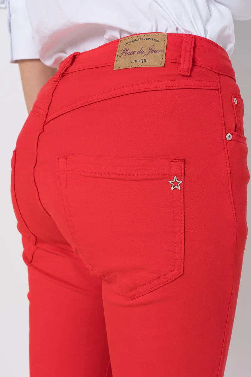 Pantalon Boyfriend à Boutons Fantaisies Argentés Été