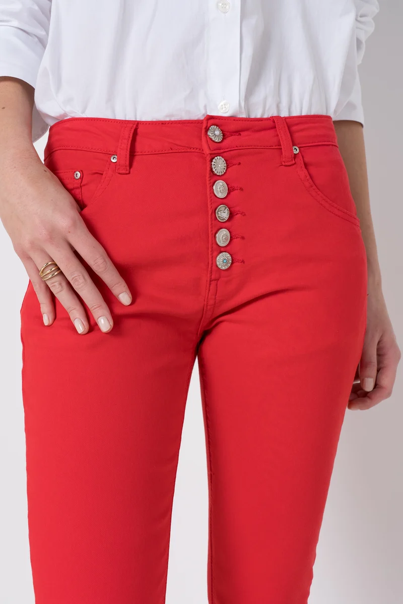 Pantalon Boyfriend à Boutons Fantaisies Argentés Été