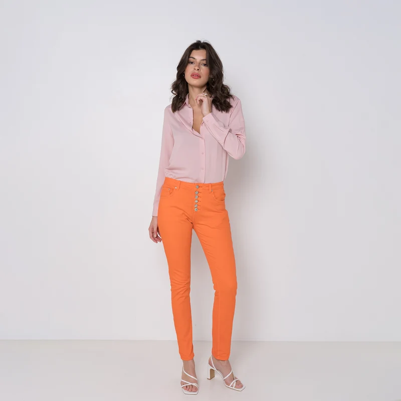 Pantalon Boyfriend à Boutons Fantaisies Argentés Été