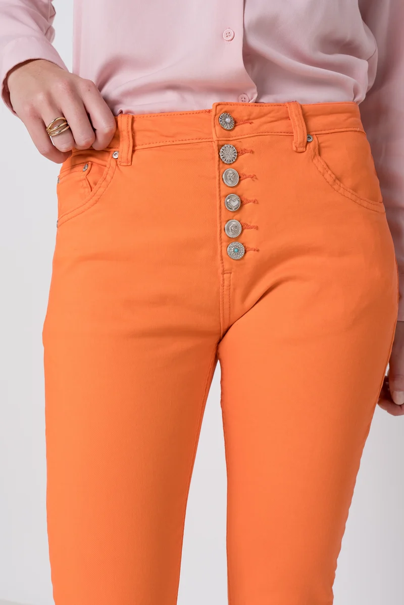 Pantalon Boyfriend à Boutons Fantaisies Argentés Été