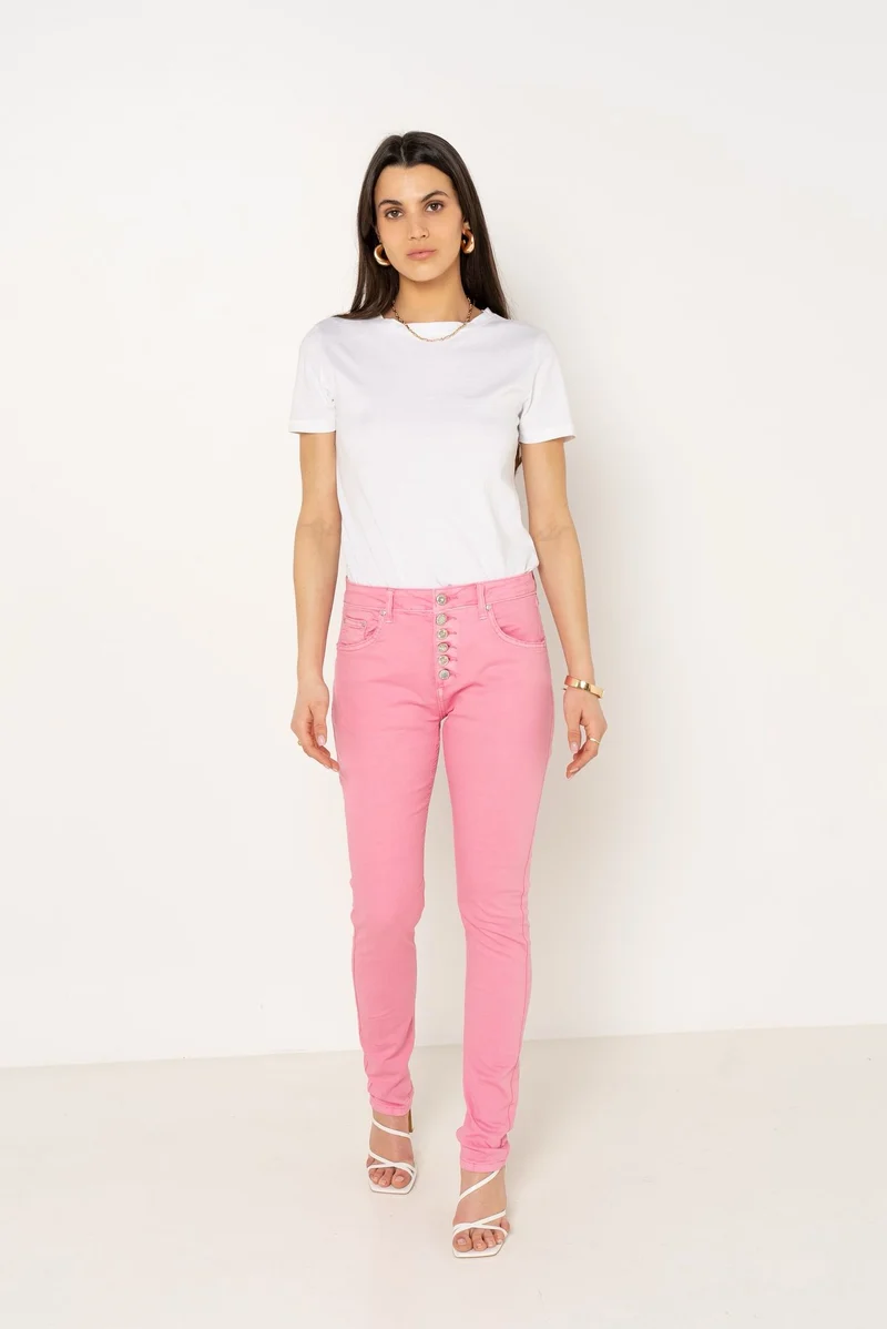 Pantalon Boyfriend à Boutons Fantaisies Argentés Été
