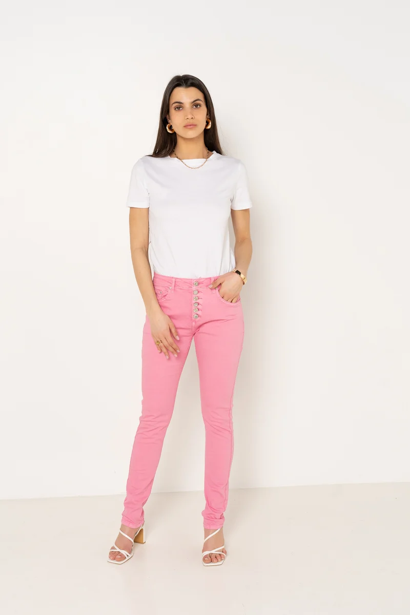 Pantalon Boyfriend à Boutons Fantaisies Argentés Été