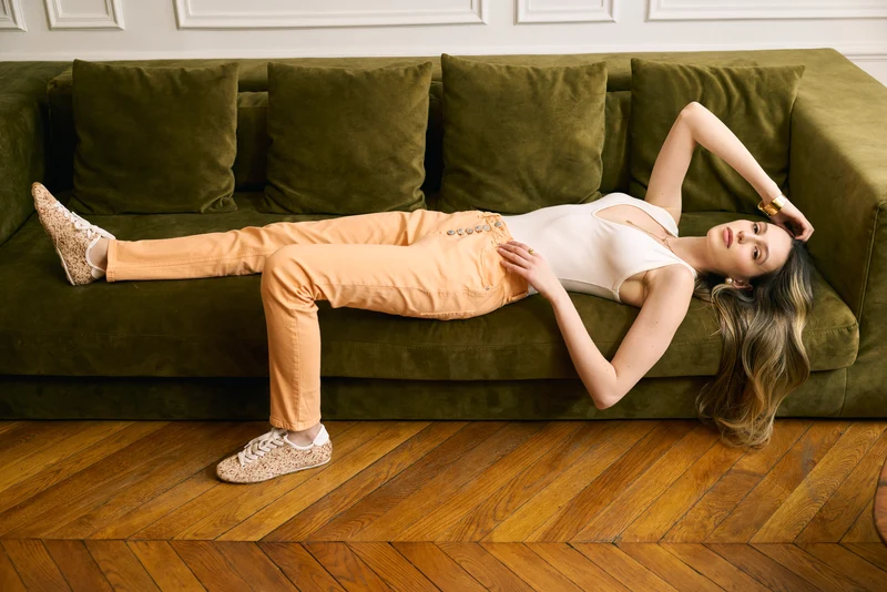 Pantalon Boyfriend à Boutons Fantaisies Argentés Été