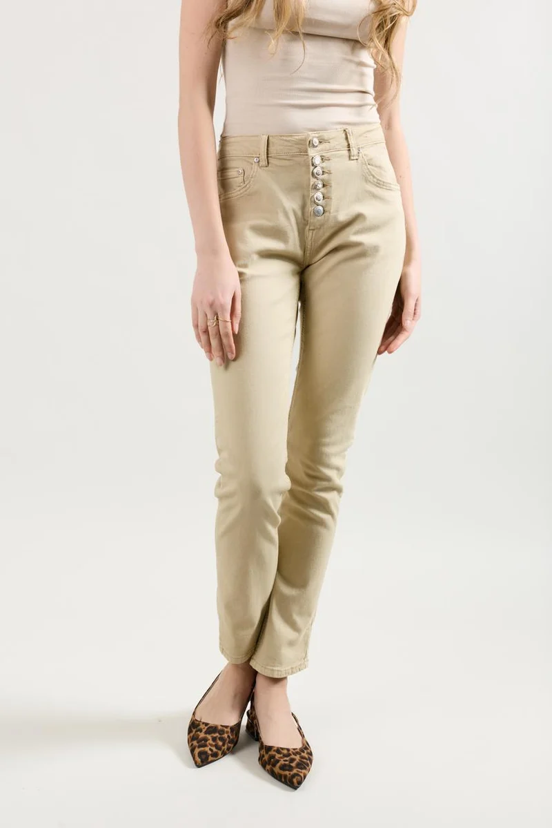 Pantalon Boyfriend à Boutons Fantaisies Argentés Été