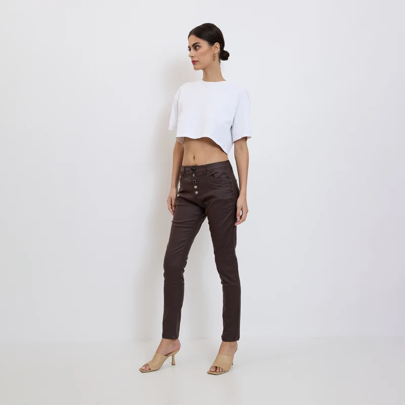 Boyfriend Simili Cuir Boutons Fantaisies
