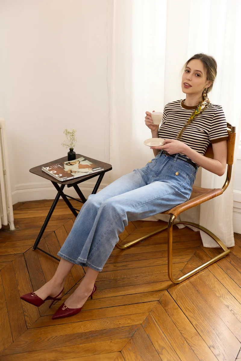Pantalon Évasée Poche Plaquée