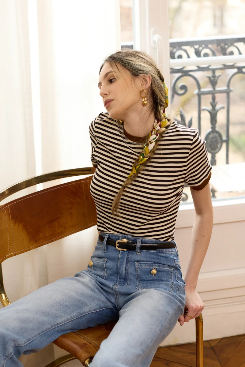 Pantalon Évasée Poche Plaquée