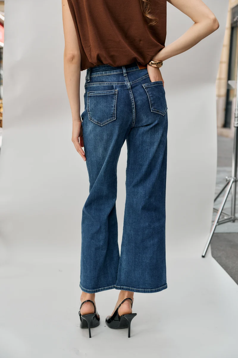 Pantalon Évasée Poche Plaquée