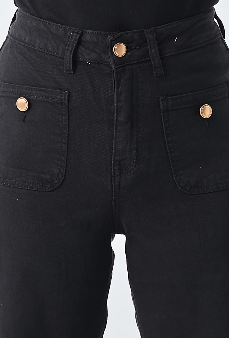 Pantalon Évasée Poche Plaquée