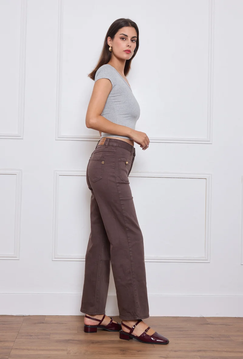 Pantalon Évasée Poche Plaquée