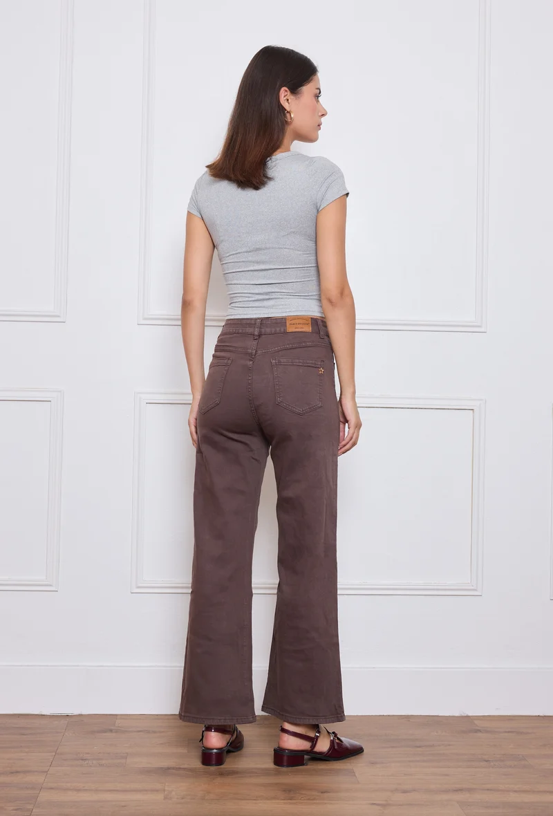 Pantalon Évasée Poche Plaquée