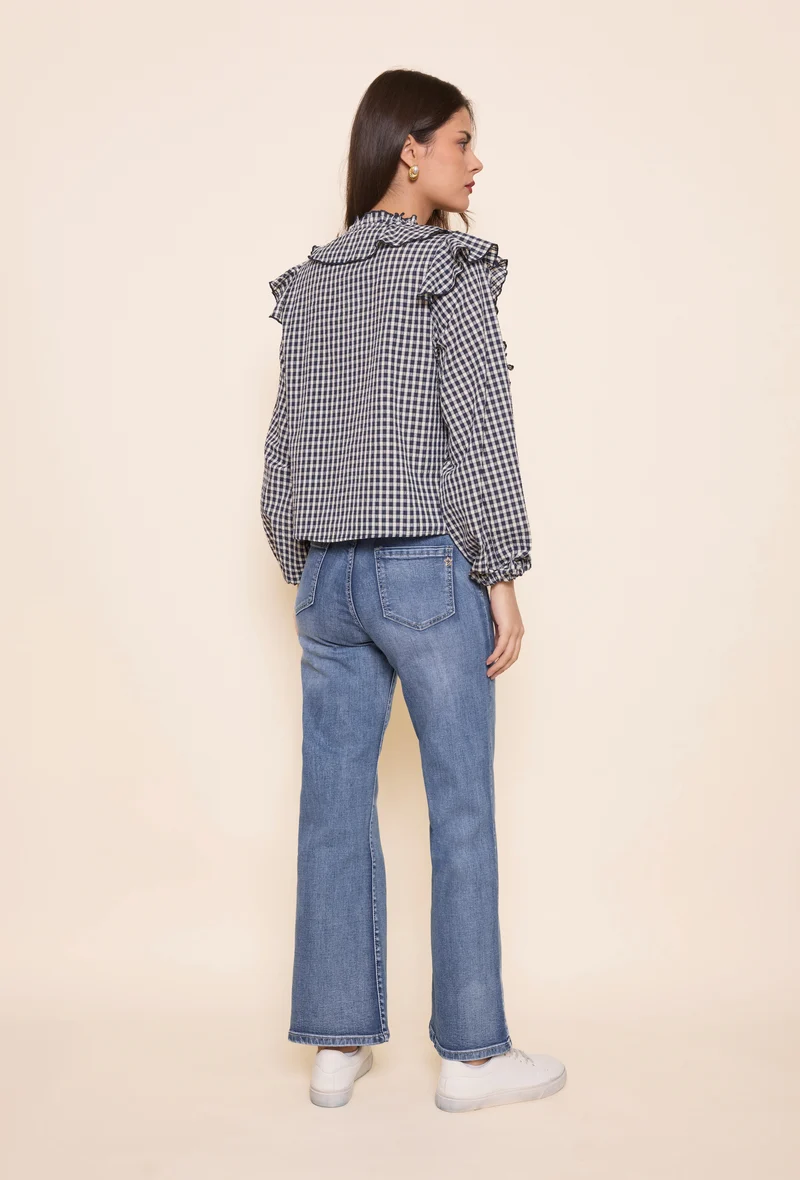 Pantalon Évasée Poche Plaquée