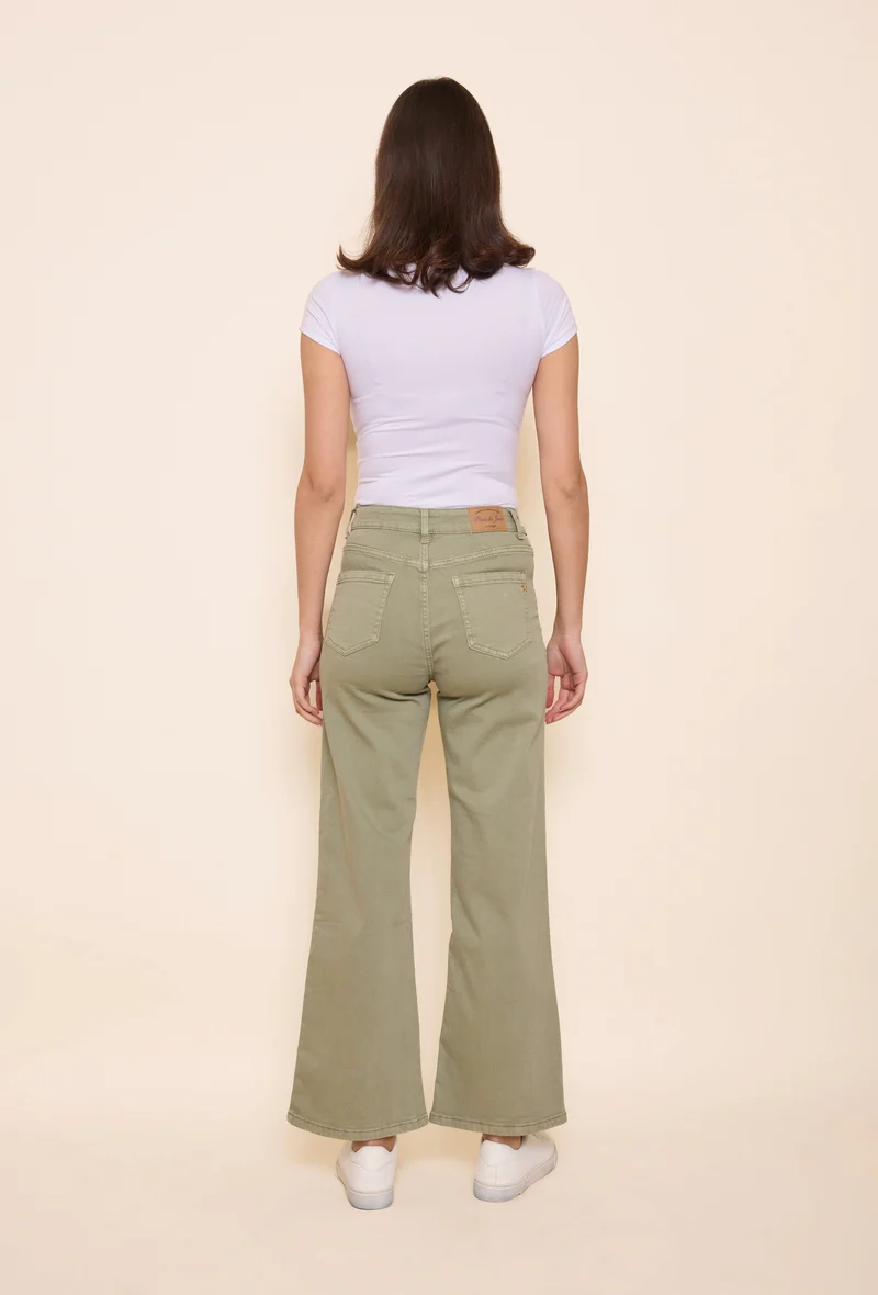 Pantalon Évasée Poche Plaquée
