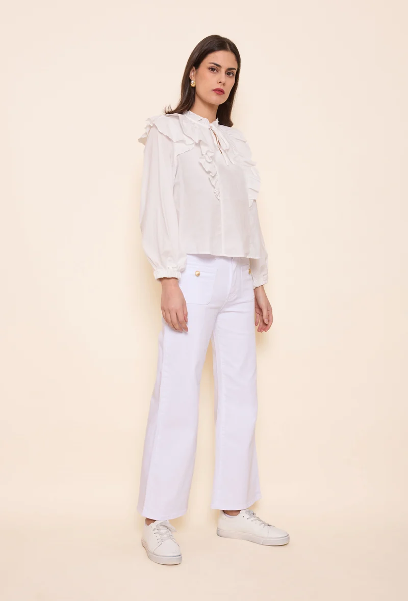 Pantalon Évasée Poche Plaquée