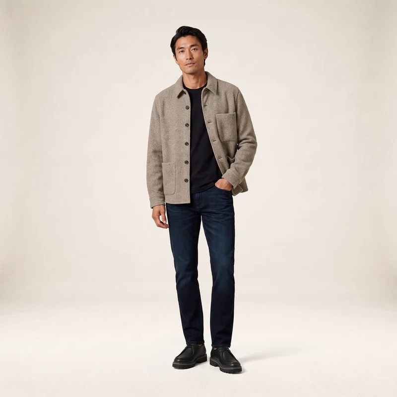 Veste Worker doublée lainage gris Trap