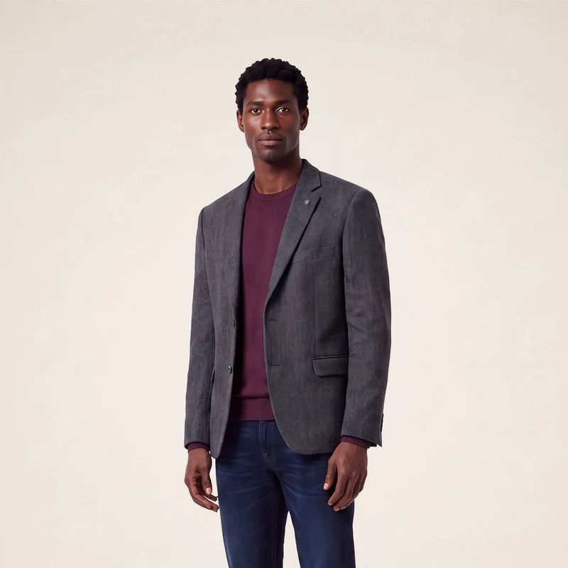 Blazer laine mélangée bleu encre