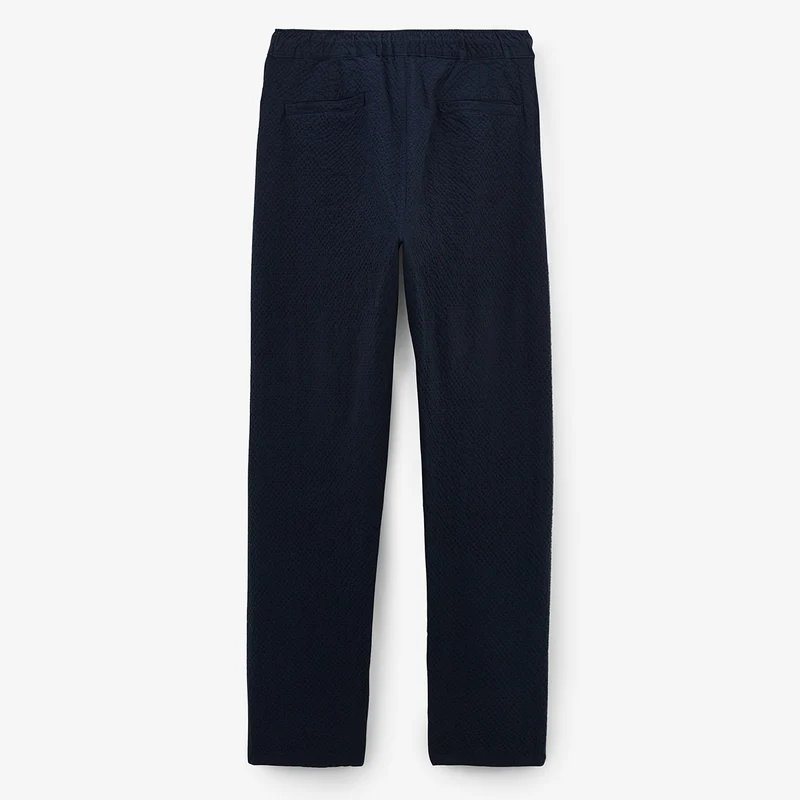 Pantalon 558 en coton seersucker avec taille élastique bleu marine