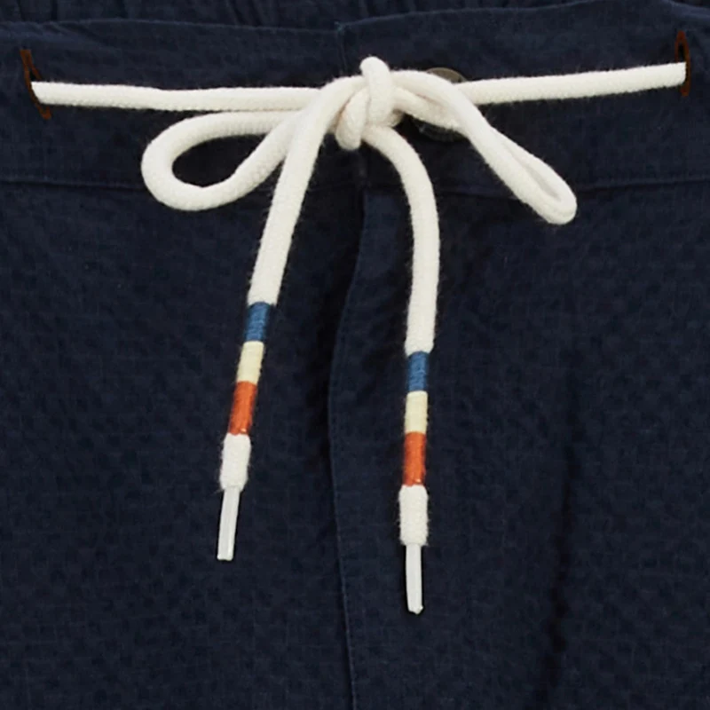 Pantalon 558 en coton seersucker avec taille élastique bleu marine
