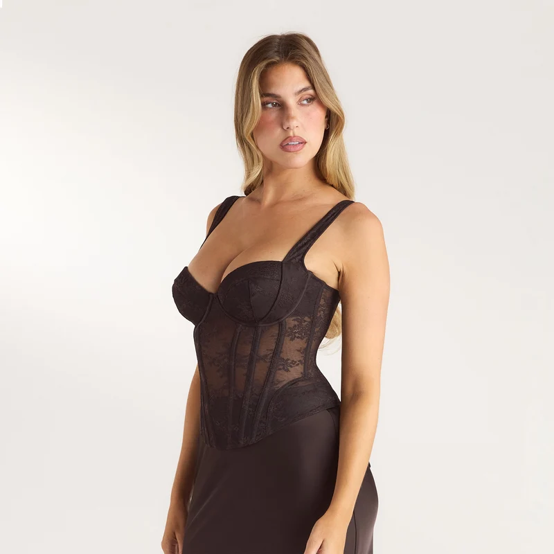 Top Corset Effet Sablier - Chocolat