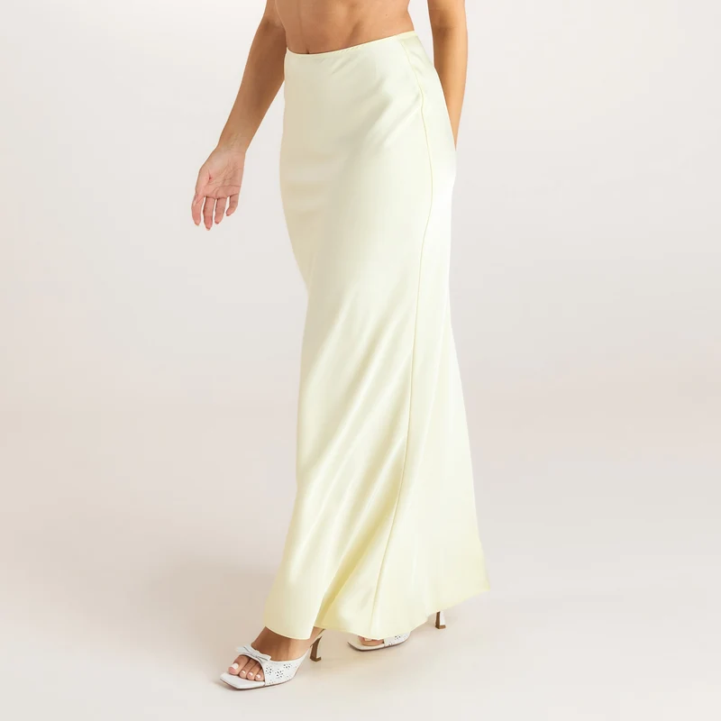 Jupe Maxi en Satin - Jaune Citron