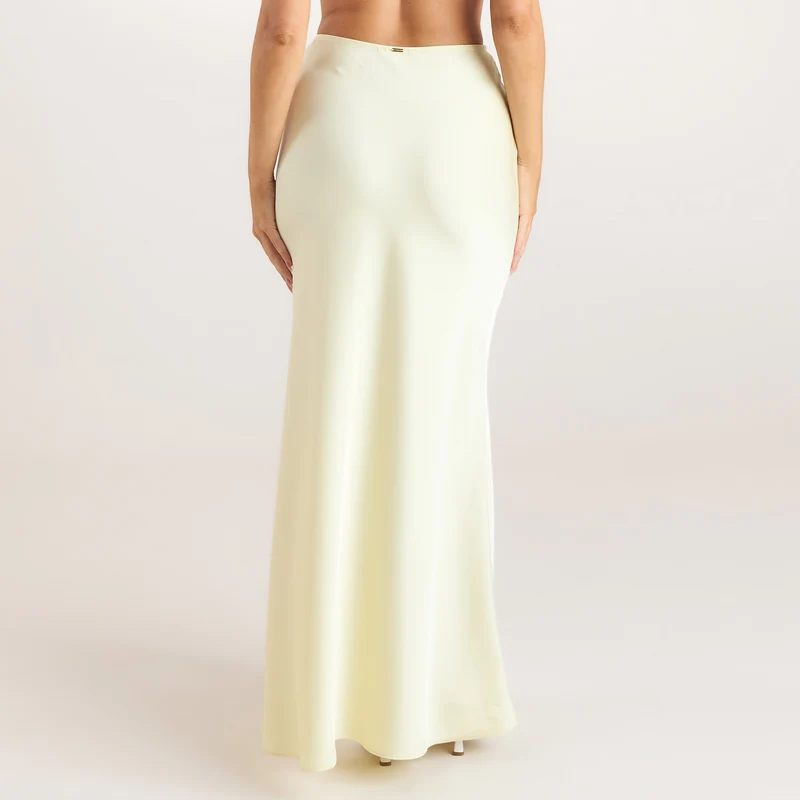Jupe Maxi en Satin - Jaune Citron