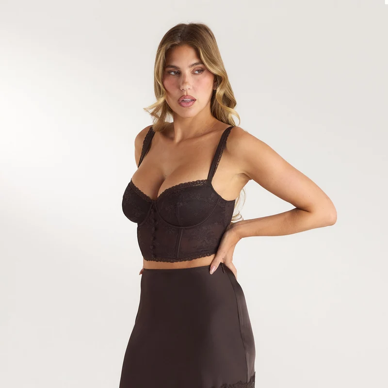 Top Bralette en Dentelle - Chocolat