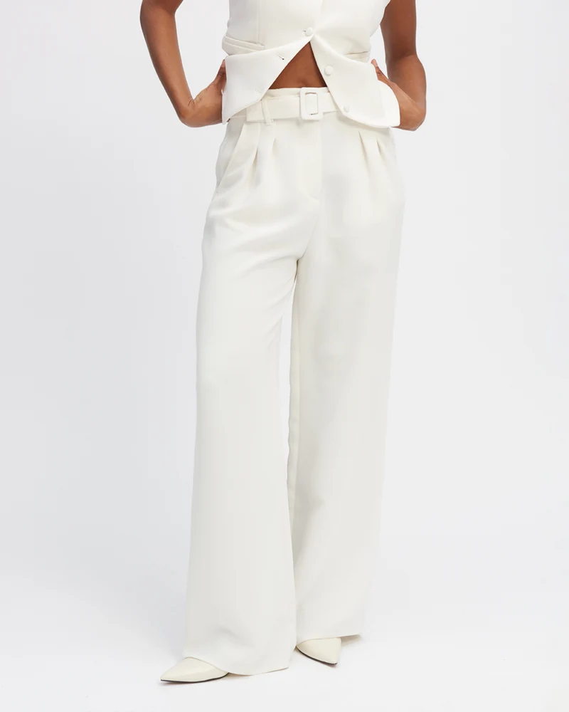 Pantalon palazzo Panama - Blanc
