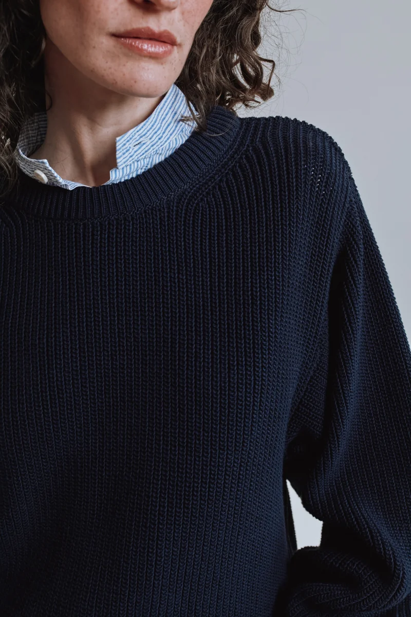 CLEMENTINE Batwing Sweater in Organic Cotton - Navy