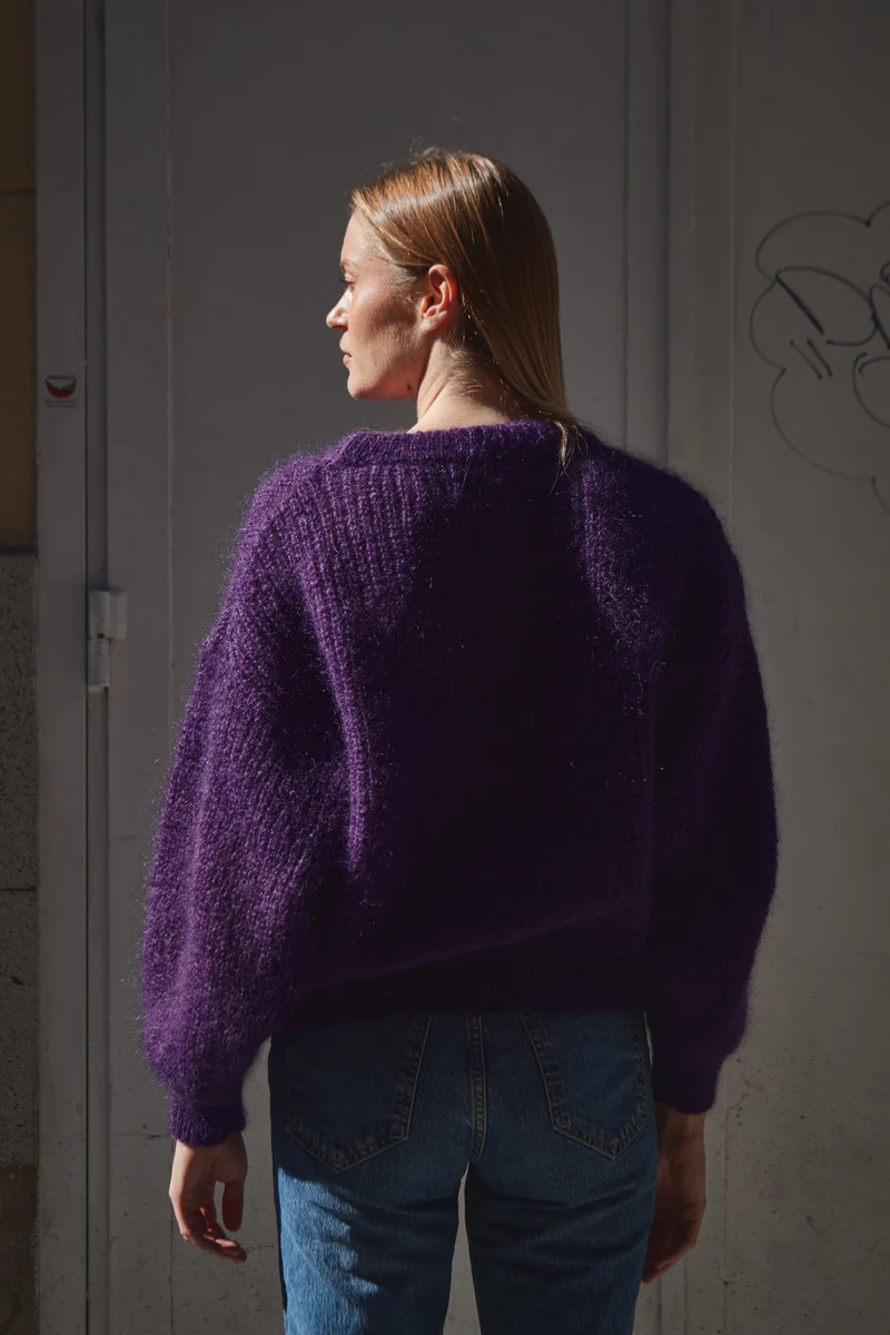 LUCIE Batwing Sweater in Mohair Wool - Purple