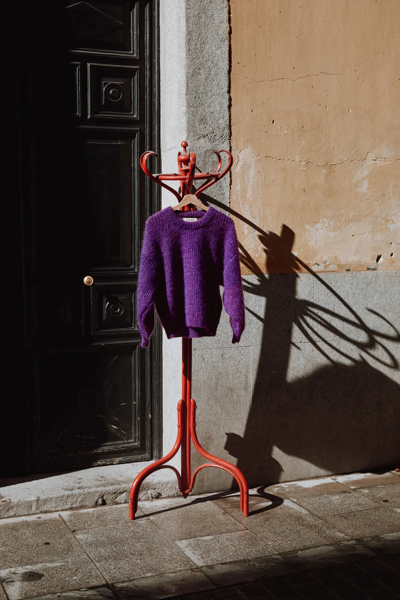 LUCIE Batwing Sweater in Mohair Wool - Purple