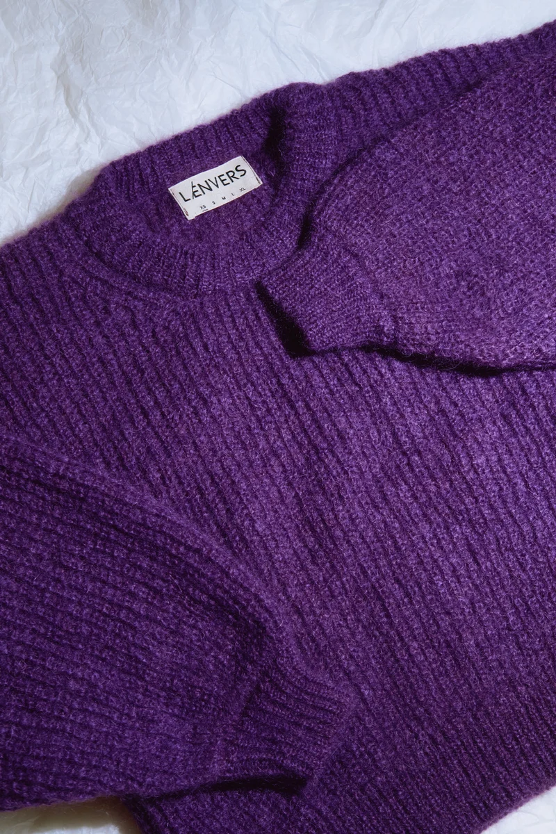 LUCIE Batwing Sweater in Mohair Wool - Purple