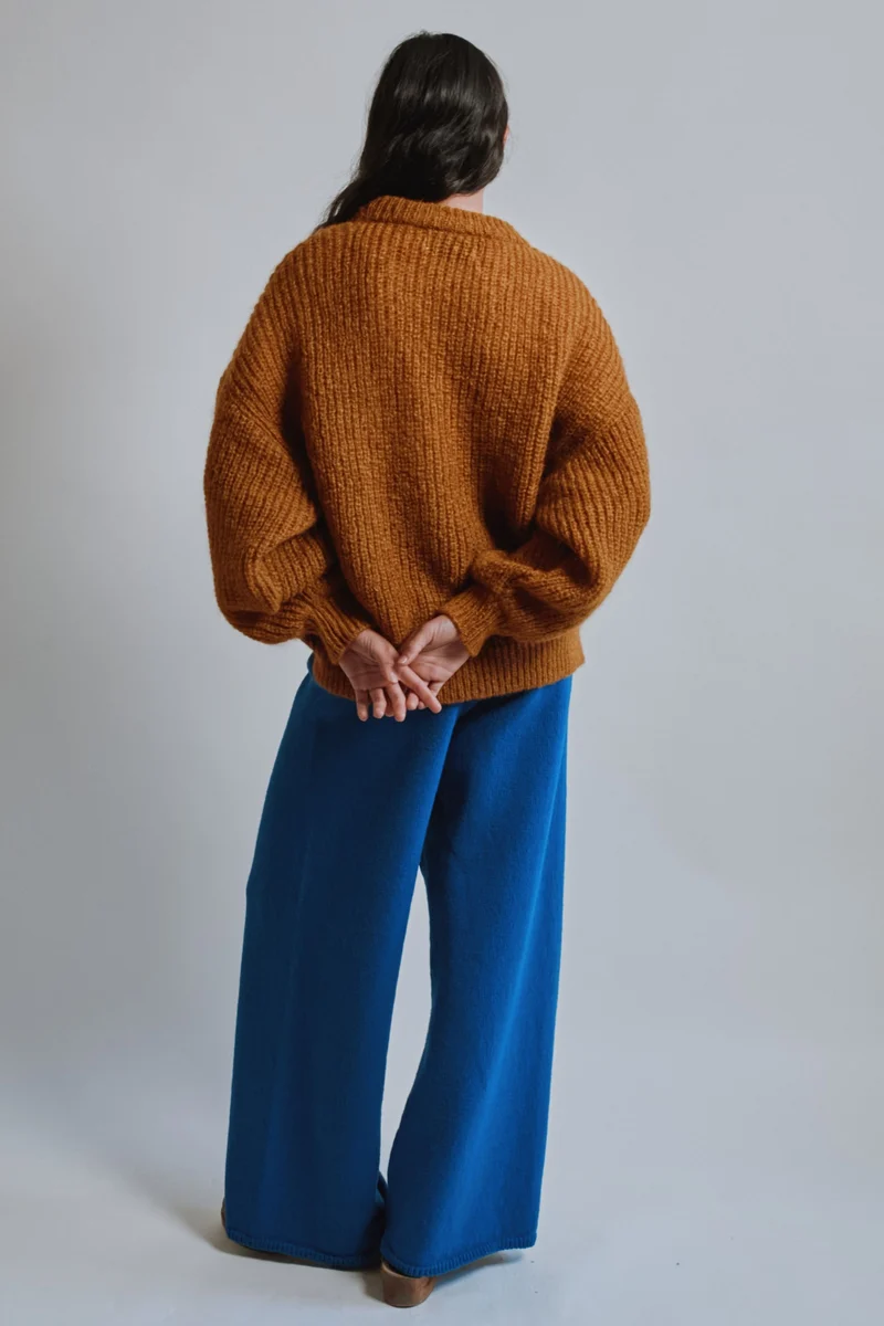HELENE Knit Pants in Merino Wool - Cobalt Blue