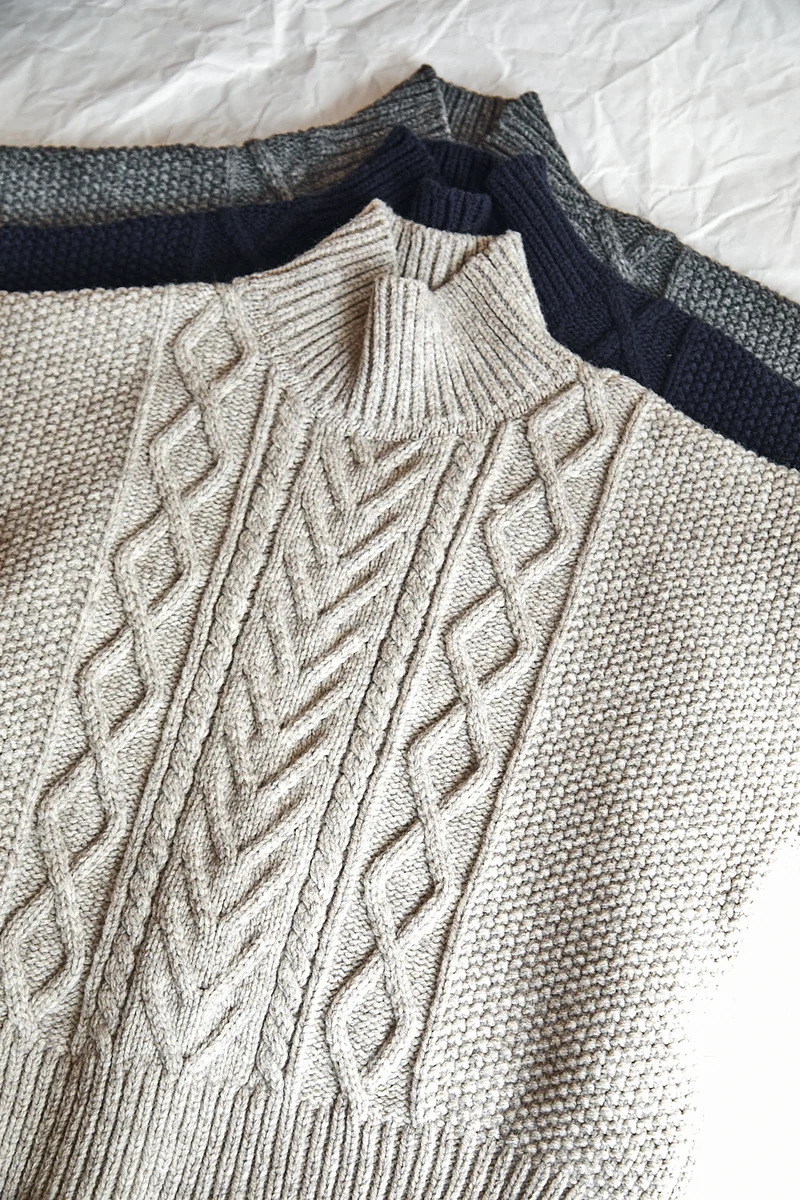 GWENAELLE Irish Cable Sweater in Merino Wool - Beige