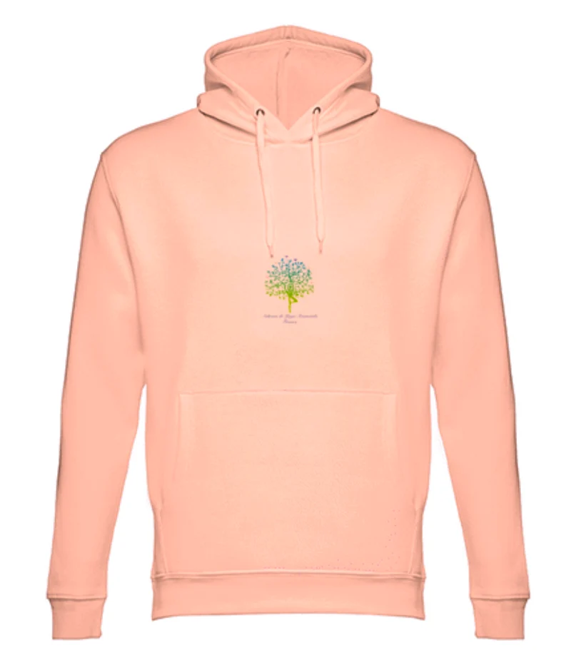 Sweat à capuche unisexe rose Yoga avec logo de l'arbre Ashram